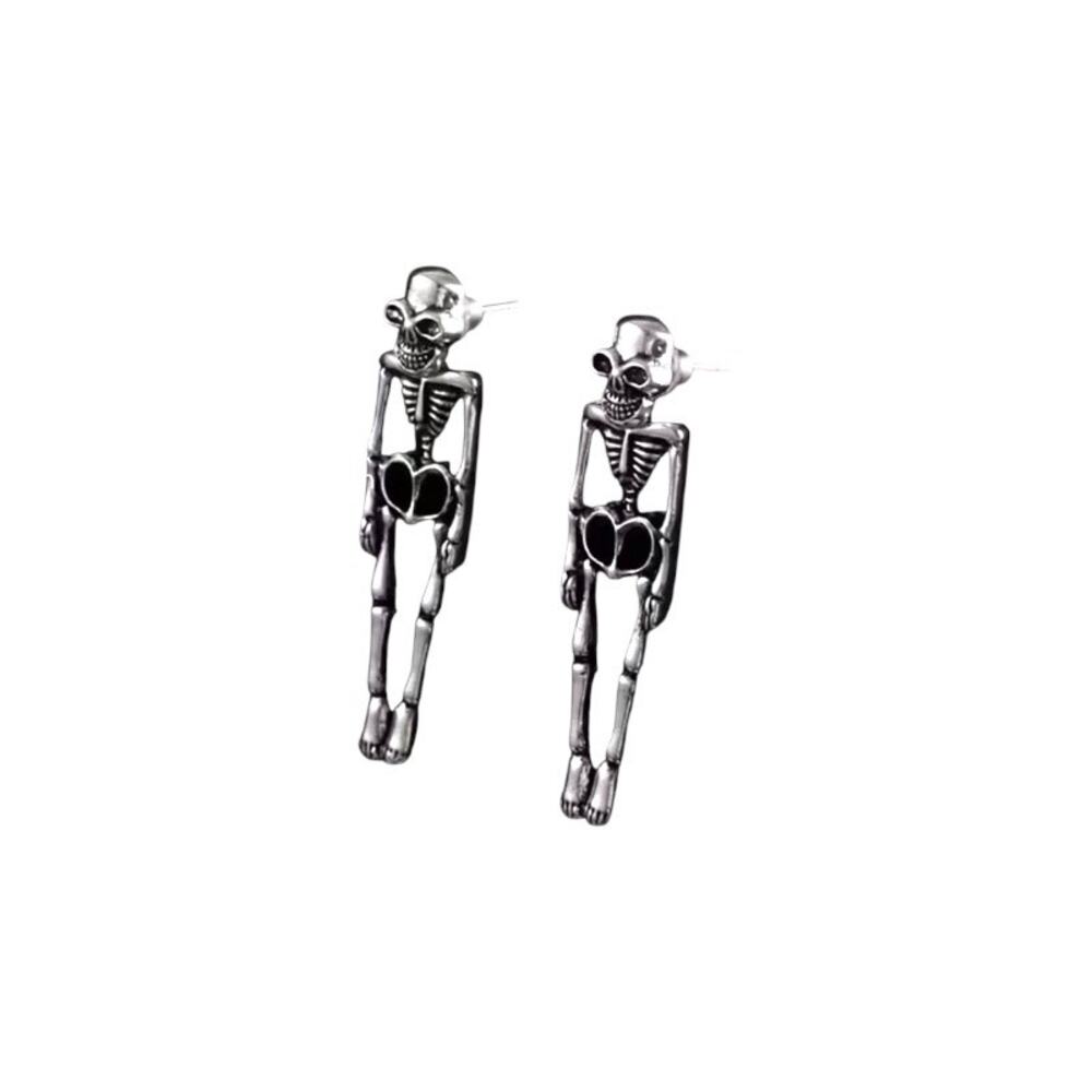 Novelty Halloween Goth Skeleton Dangle Earrings
